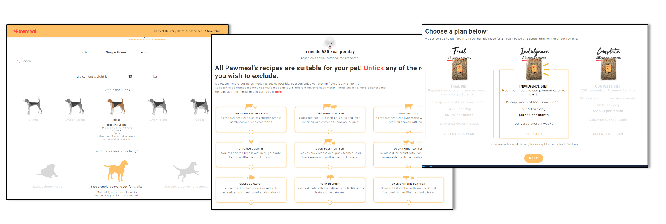 Personalised pet food e-commerce experience