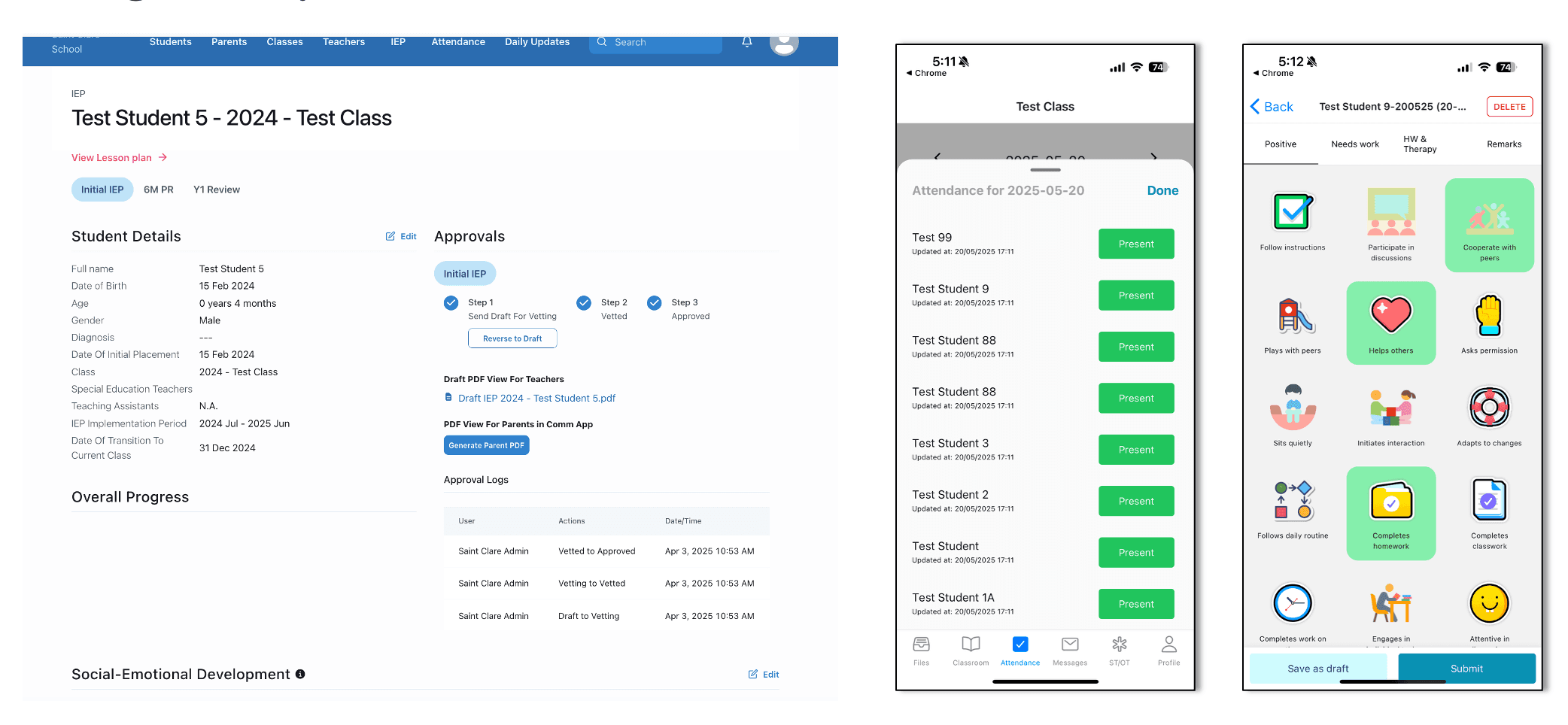 Saint Clare School learning management system across desktop and mobile